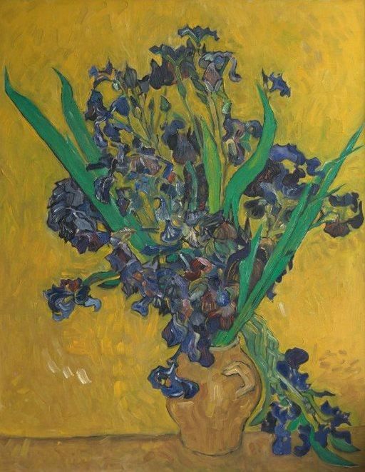 Irises in a Vase on a Yellow BackgroundIrises; <b>copy</b>, oil on canvas, 92/73, 1995, (Lithyania)