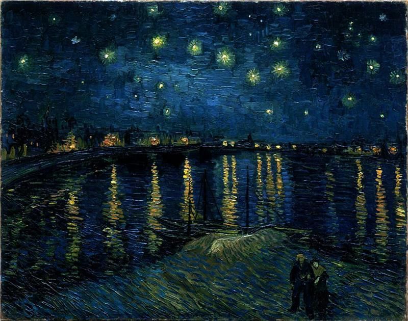 Starry Night over the Rhone (a reproduction of the original work from the Musée d'Orsay, a photograph of the copy is missing)