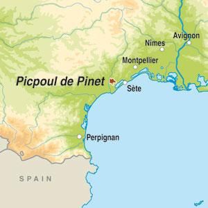 and map with picpoul zone