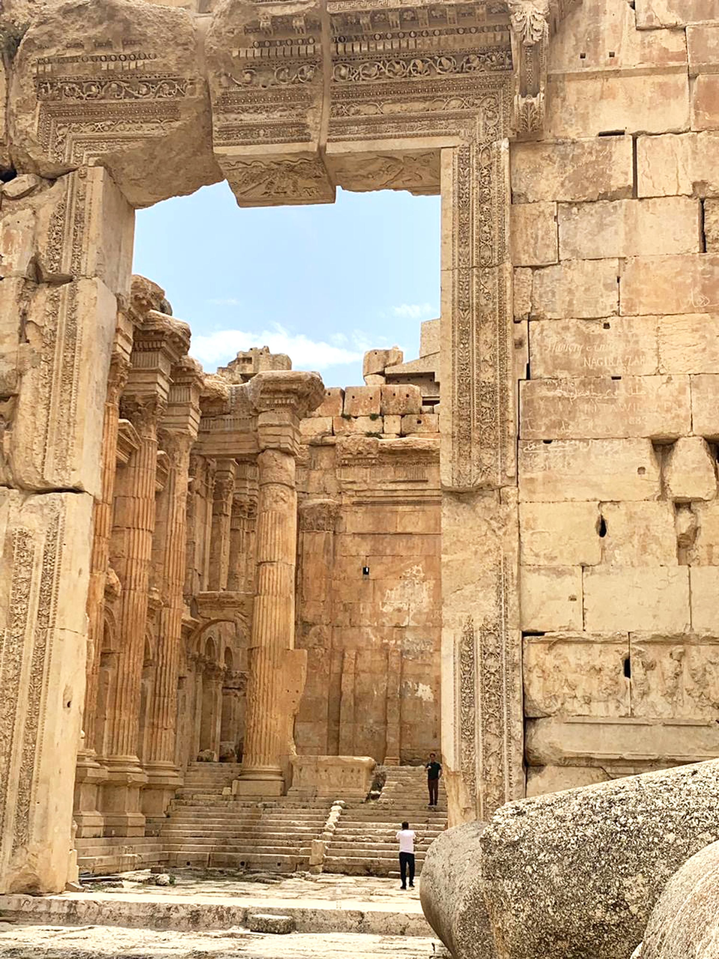 The entrance of the Temple of Bacchus at Baalbeck