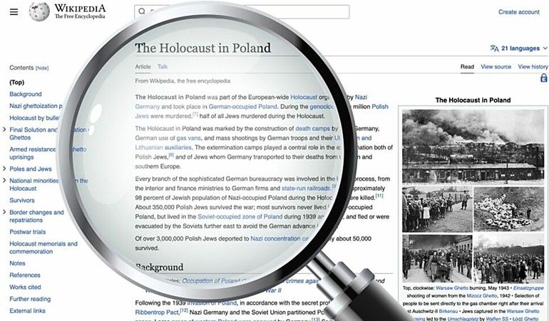 В научной статье говорится, что специальная группа в течение примерно 15 лет манипулировала Википедией таким образом, чтобы возложить вину за Холокост на евреев и снять с Польши почти любую ответственность за антисемитизм (иллюстрация JTA)