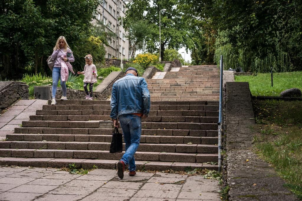 A staircase in Siauliai, Lithuania, that is partly constructed from tombstones taken from the local Jewish cemetery when it was closed in 1965.CreditBrendan Hoffman for The New York Times