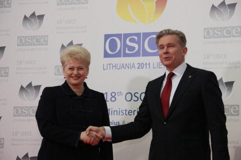 Президент Литвы Даля Грибаучкайте и министр иностранных дел Литвы Аудронюс Ажубалис. Фото www.lrp.lt