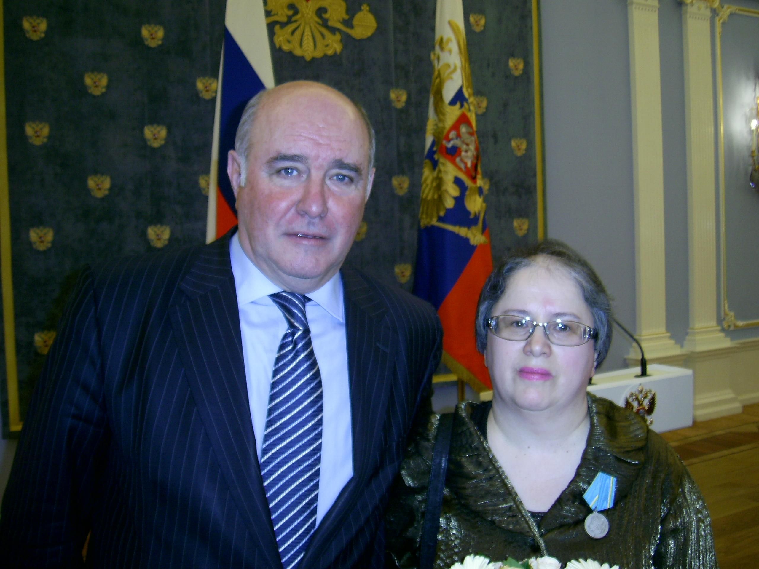 Элла Канайте с заместителем Министра иностранных дел Российской Федерации Григорием Карасиным