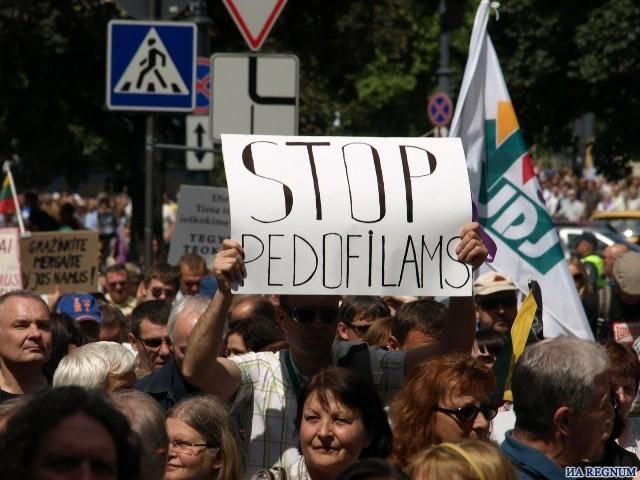 Еще один громкий лозунг манифестации – «Стоп педофилам!» Фото: Регнум