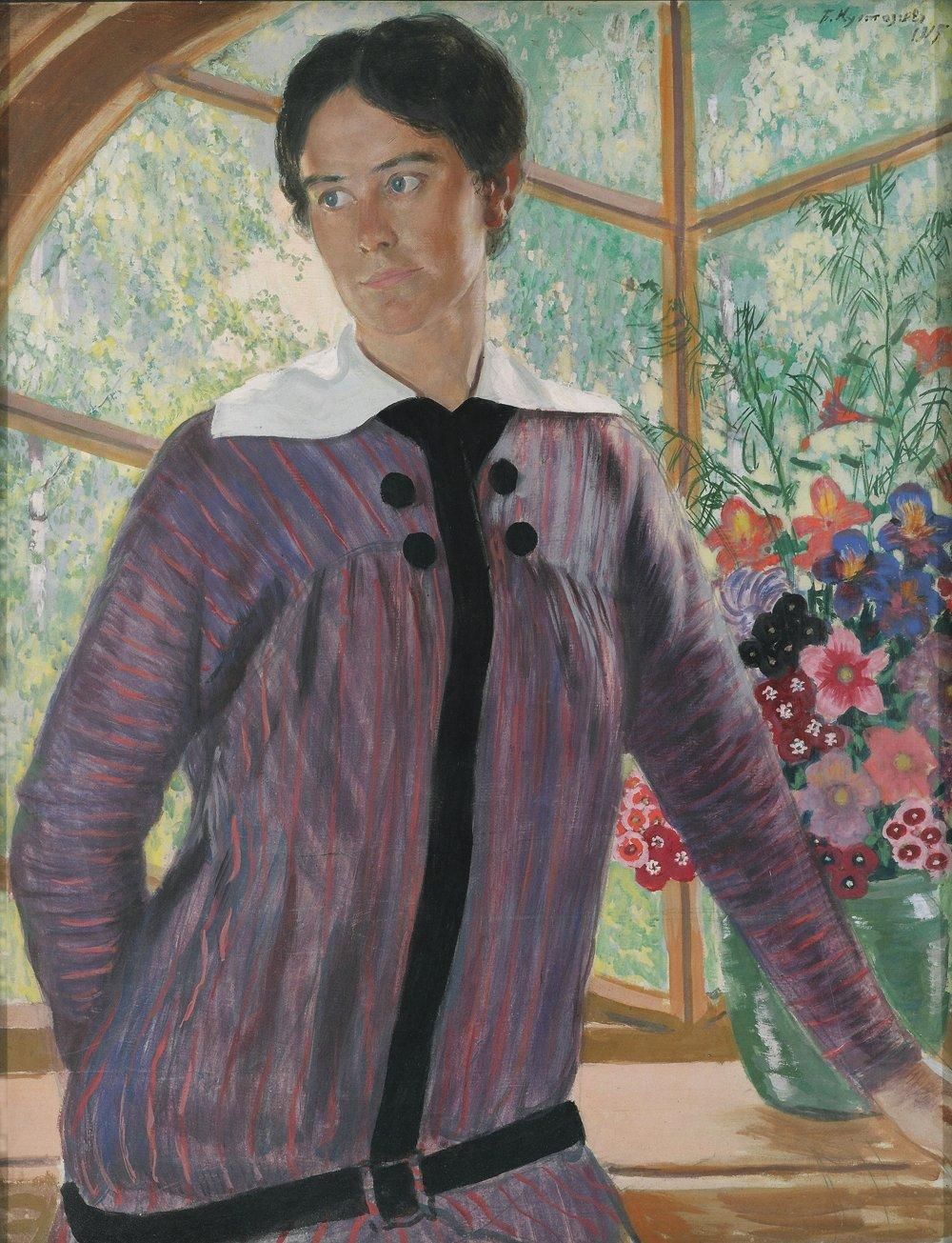 Борис Кустодиев. Портрет жены художника Юлии Кустодиевой. 1915.