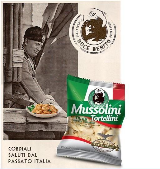 Пельмени «Mussolini Tortellini». Они рекламируют диктатора фашистской Италии Бенито Муссолини. Фото Витяниса ПЯТРУСЯВИЧЮСА