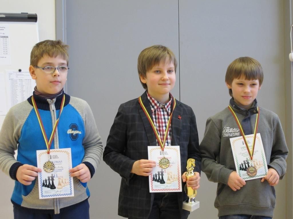 Призёры до 10 лет. Слева направо: Айстис Бутвилас (Каунас), Дмитрий Яблоков (Клайпеда), Аугустас Гуцага (Каунас).