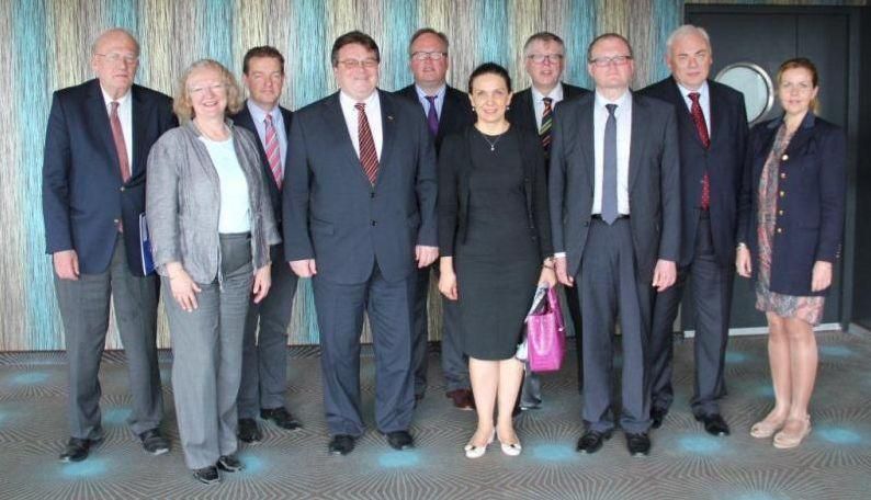 Л.Линкявичюс (четвертый слева) с либералами Европарламента. Фото www.urm.lt