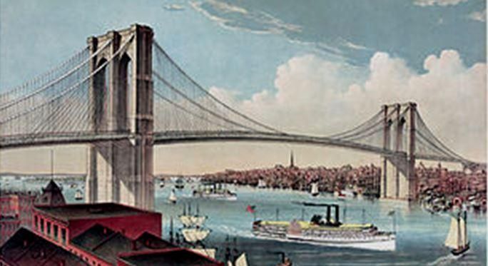 Бруклинский мост. Открытка ХIХ века.