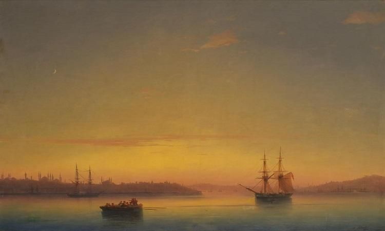 На фото: картина Ивана Айвазовского "Константинополь на заре". Sothebys