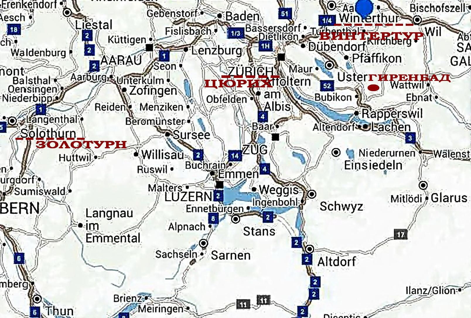 <b>Карта кантона Цюрих</b>