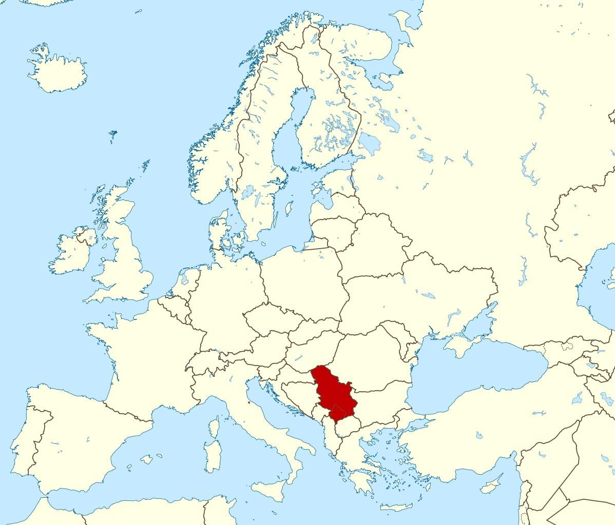 Сербия на карте Европы