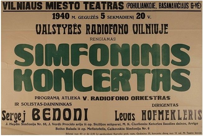 Симфонический концерт в Вильнюсском городском театре 1940.05.05. Дирижер Л. Хофмеклерис