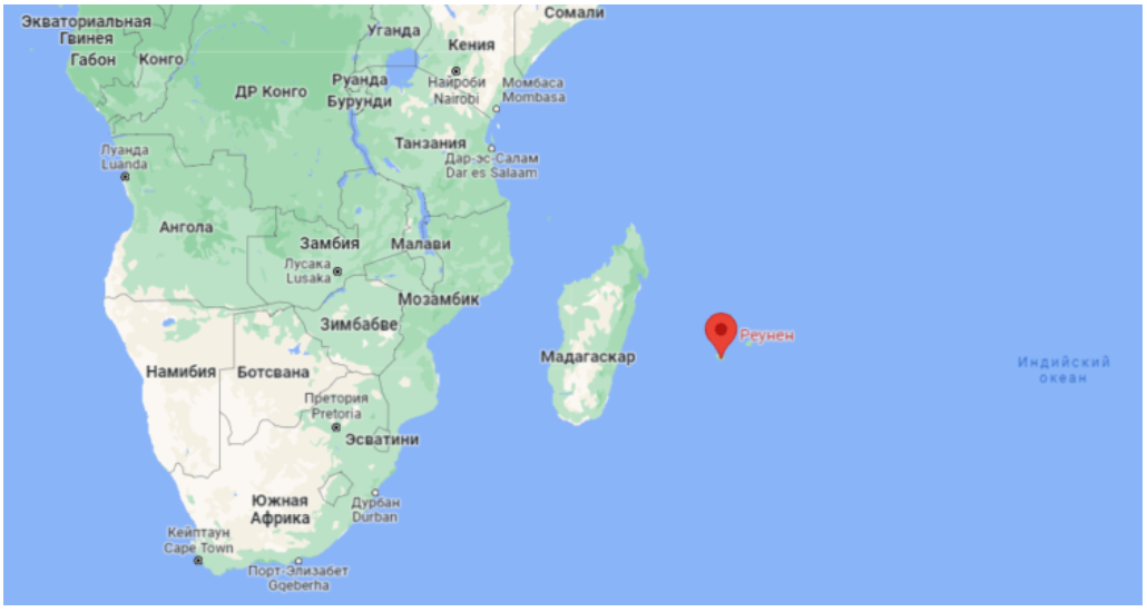 Остров Реюньон на карте