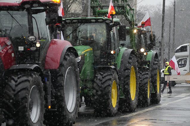Польские фермеры протестуют на границе. Фото AP