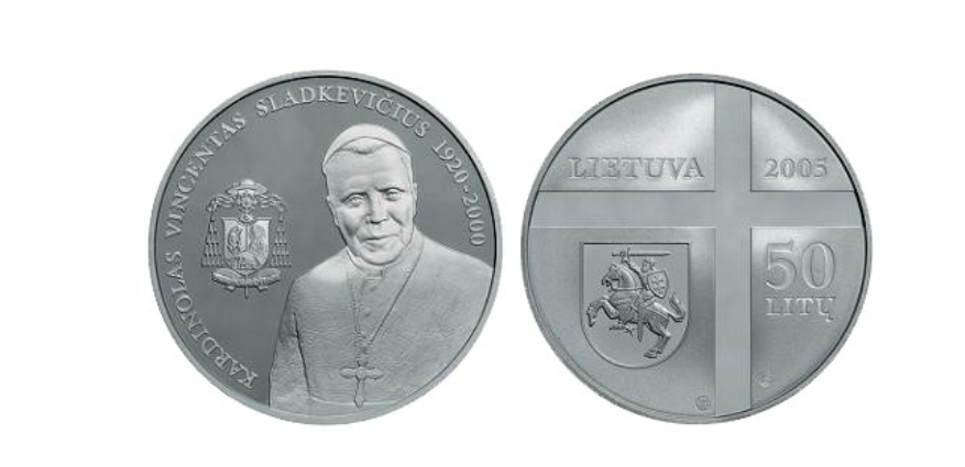 Памятная монета достоинством в 50 литов, посвящённая кардиналу Сладкявичюсу