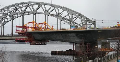 "Rail Baltica" tilta pār Daugavu būvniecības darbi.