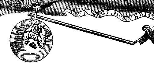 Архимед рычагом поднимает Землю (гравюра из книги Варионьона (1787)) о механике)