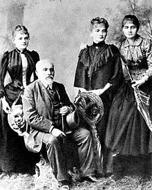 Владислав Склодовский с дочерьми (слева направо): Мария, Бронислава, Хелена. 1890 год.
