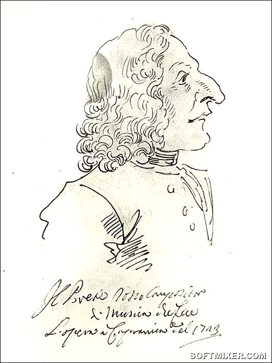 Карикатура на Вивальди — «Рыжий священник» (1723).