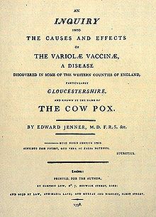 Титульный лист книги Дженнера о вакцине против оспы
