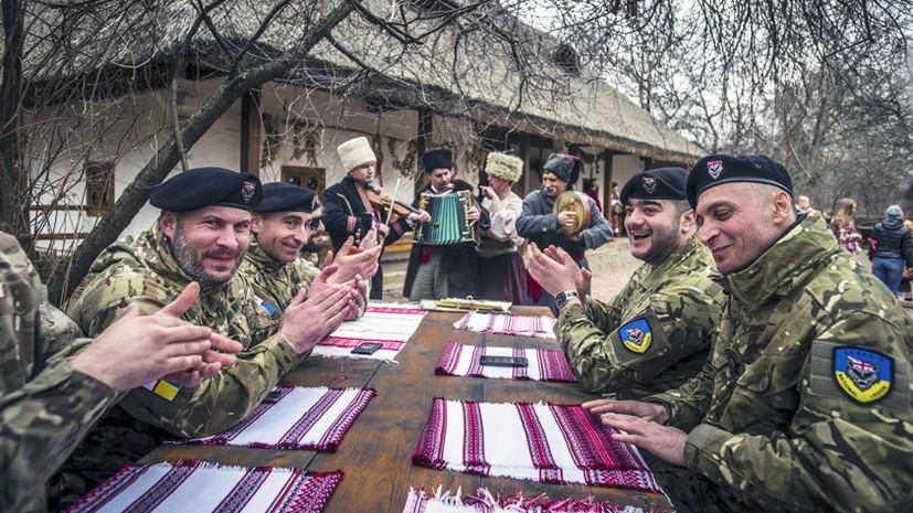Участники «Грузинского национального легиона» во время празднования Масленицы, март 2016 года globallookpress.com © Oleksandr Rupeta