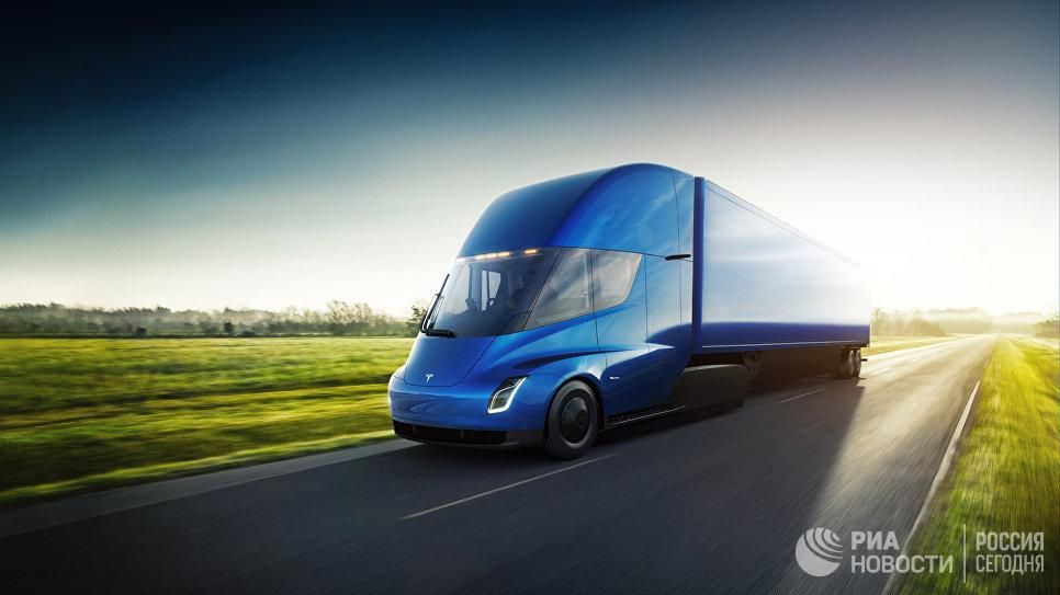 Электрический грузовик с функциями автопилота Tesla Semi © РИА Новости / Tesla Motors