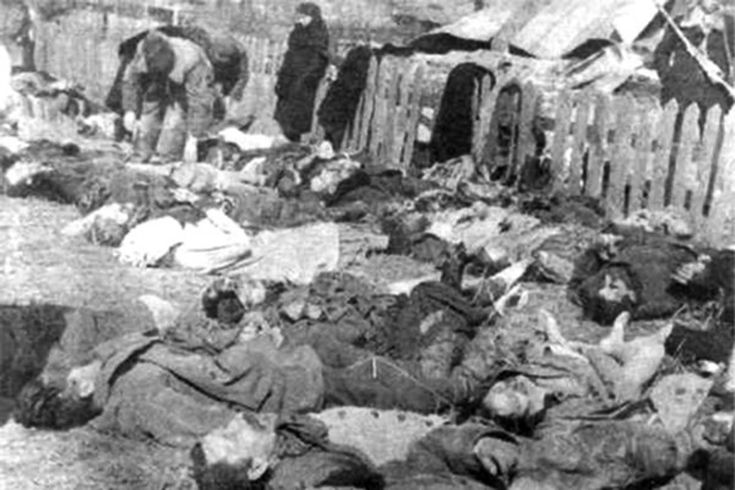 Свезённые на идентификацию и похороны трупы поляков — жертв резни, 26 марта 1943 г © Wikimedia Commons