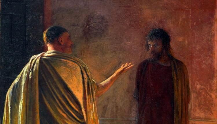 Николай Ге «Христос и Пилат» («Что есть истина?»), фрагмент