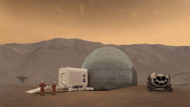 NASA Image caption Рисунок базы на Марсе