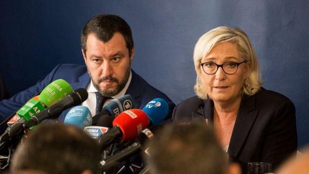 NURPHOTO/GETTY Image caption В октябре Сальвини и Ле Пен объявили, что вместе идут на штурм "брюссельского бункера". Возглавить атаку хотят оба