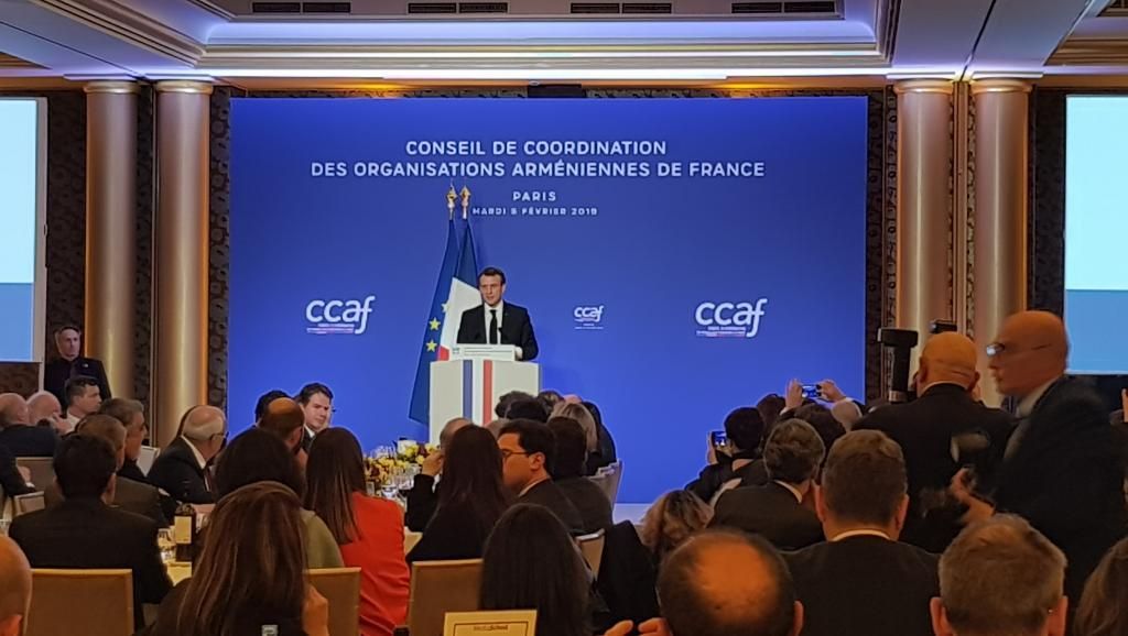 Эмманюэль Макрон принял участие в ежегодном ужине Координационного совета армянских организаций Франции, 5 февраля 2019 E.GABRIELIAN/RFI