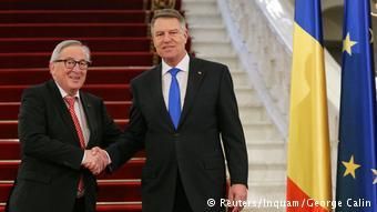 Глава Еврокомиссии Жан-Клод Юнкер и президент Румынии Клаус Йоханнис