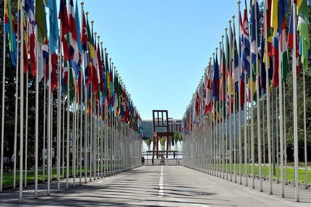 Перед входом в европейское отделение ООН в Женеве. (Keystone)