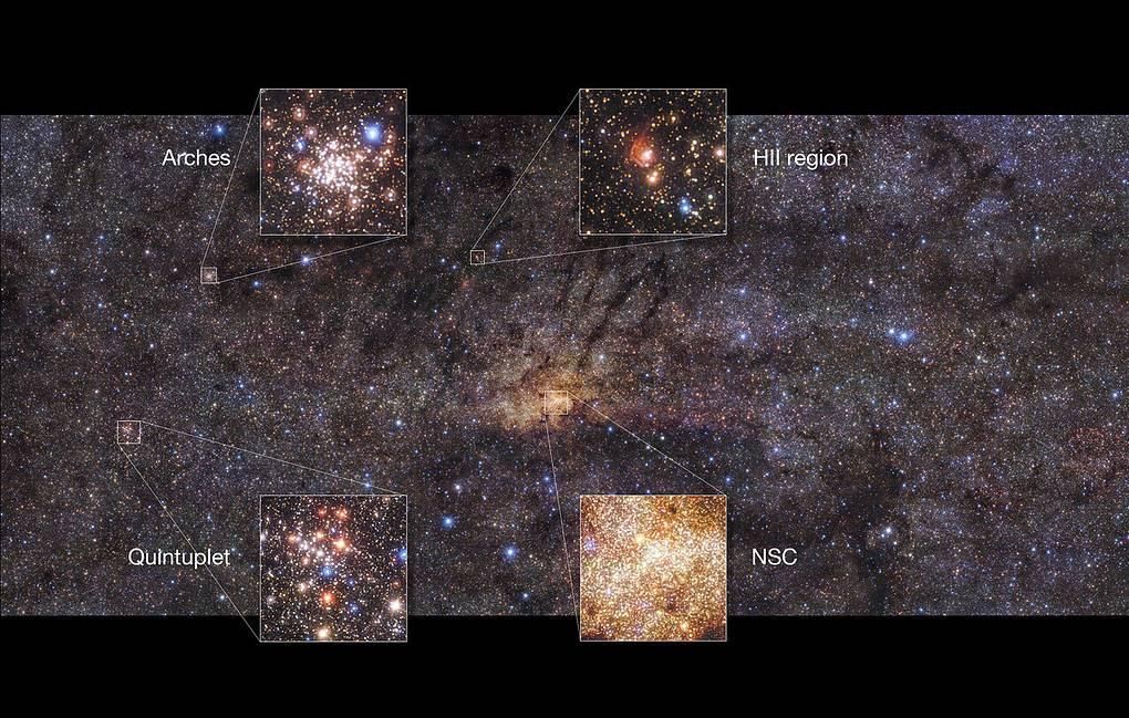 Детали снимка центральной области Млечного Пути, полученного с приемником HAWK-I © ESO/Nogueras-Lara et al.