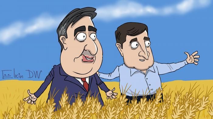 Карикатура Сергея Ёлкина на тему отношений Михаила Саакашвили и Владимира Зеленского
