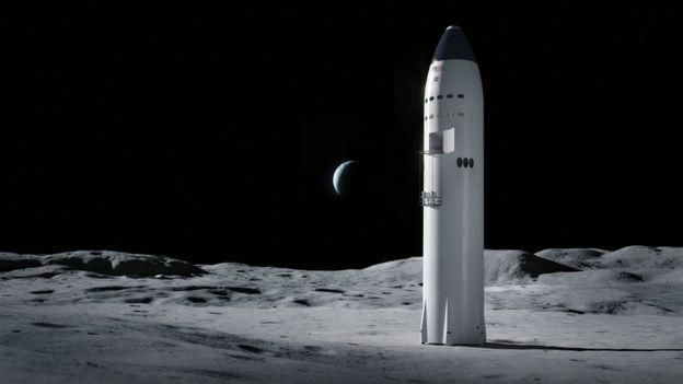 SPACEX Image caption Корабль Starship является одним из трех кандидатов для пилотируемого полета на Луну