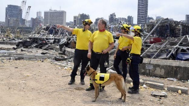 EPA Image caption Для поиска выживших в Бейрут приехали иностранные спасатели