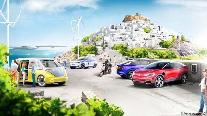 Так представляет себе скорое будущее греческого острова Астипалея художник концерна Volkswagen