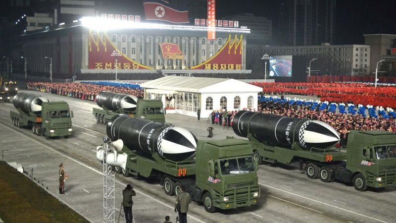 KCNA Подпись к фото, Новая ракета была показана на параде в Пхеньяне