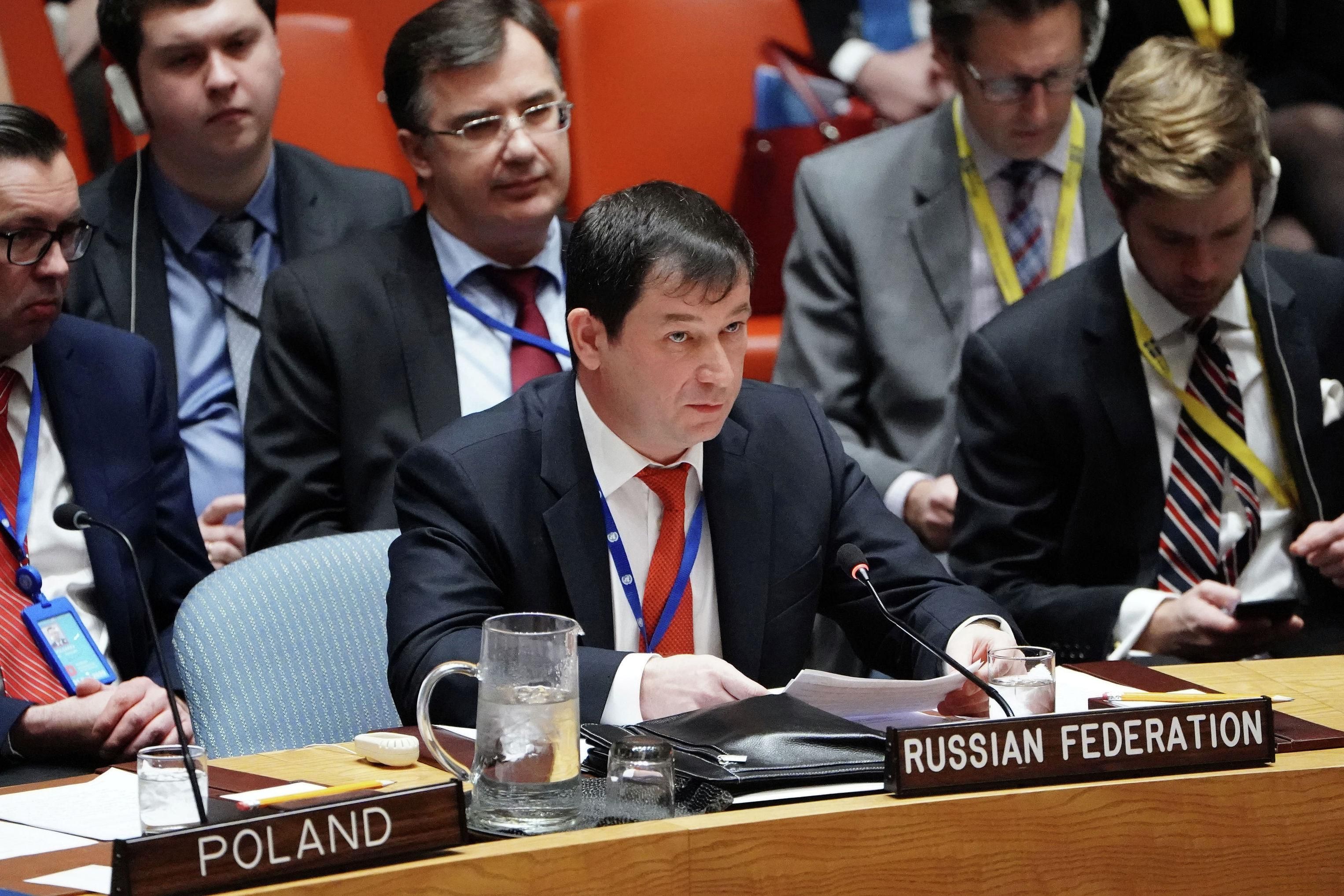 © REUTERS / CARLO ALLEGRI Первый заместитель постпреда России при ООН Дмитрий Полянский