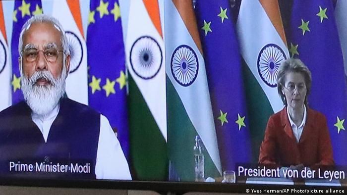 Виртуальный саммит ЕС-Индия: премьер-министр Нарендра Моди и глава Еврокомиссии Урсула фон дер Ляйен