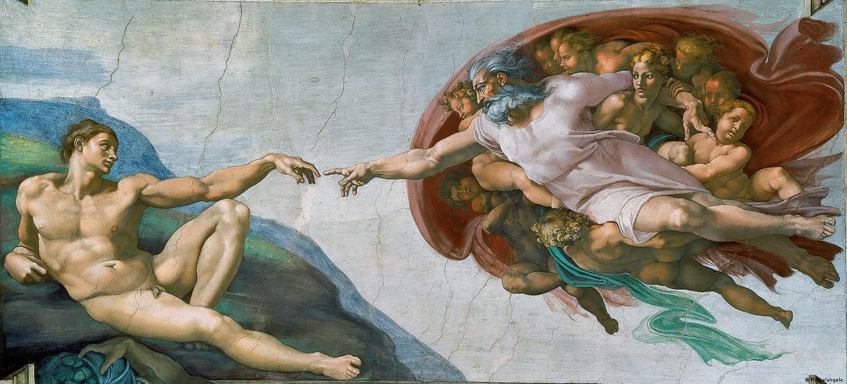 "Сотворение Адама" (ок. 1511) - фреска Микеланджело в Сикстинской капелле в Ватикане