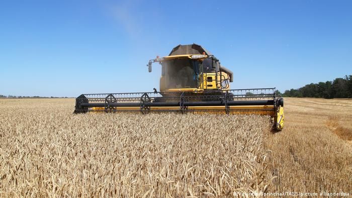 Сбор урожая пшеницы в Донецкой области Украины в 2020 году.