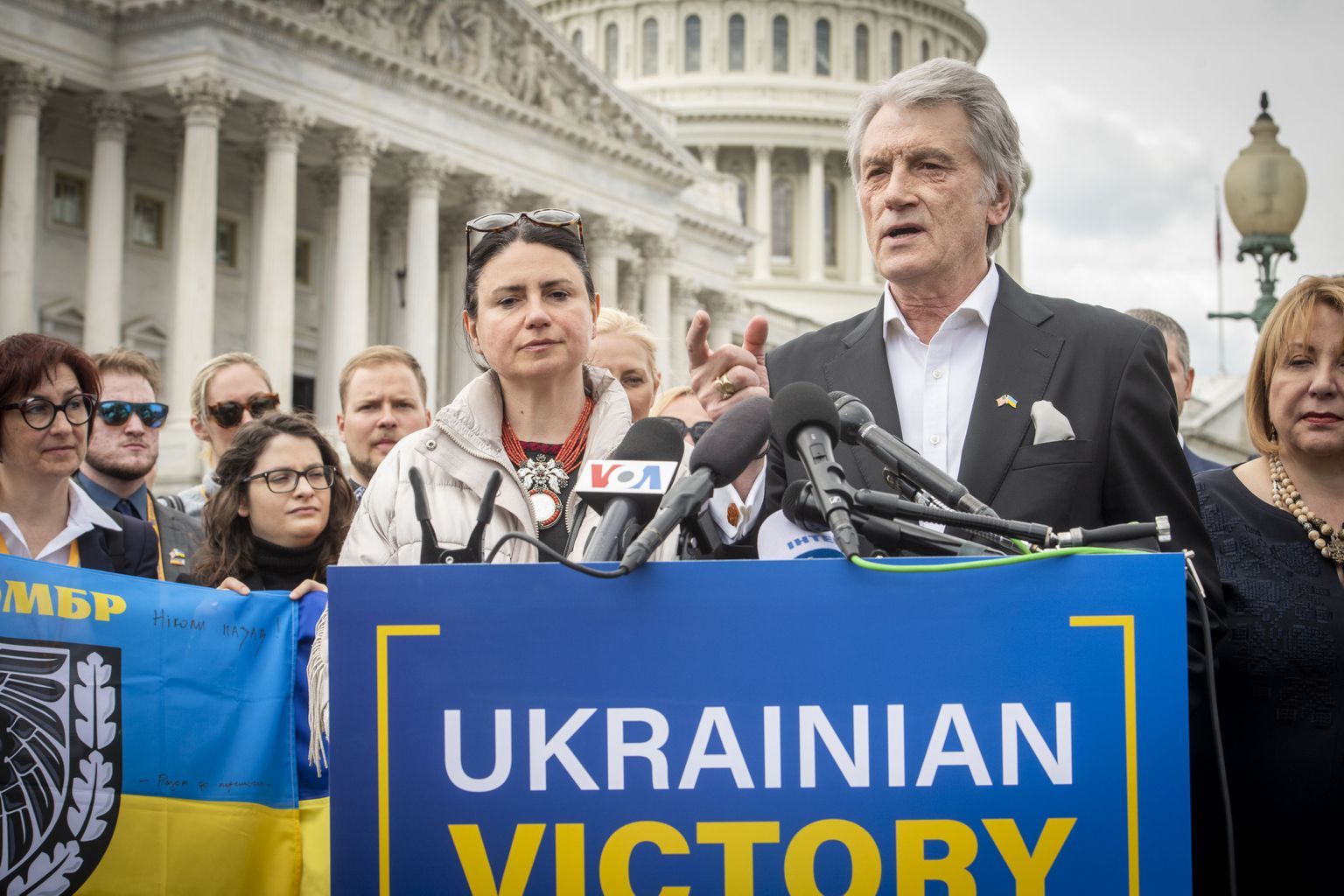 Бывший президент Украины Виктор Ющенко на пресс-конференции в Вашинтоне. 25 апреля 2023 года. Фото: RS/MPI/Capital Pictures
