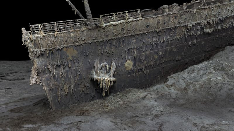 ATLANTIC PRODUCTIONS/MAGELLAN Подпись к фото, Носовая часть "Титаника" все еще легко узнаваема даже после столь долгого пребывания под водой